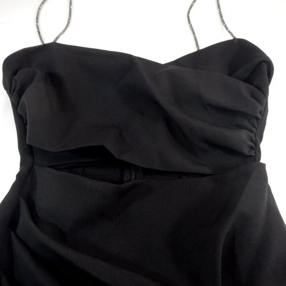 Zara Little Balck Dress Open Mid Cut Out Rhinestone String Strap Size Small - Picture 5 of 13